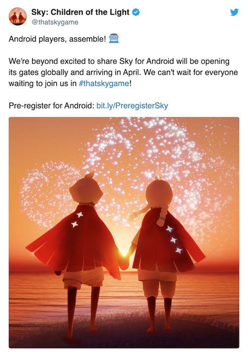 《 Sky光·遇》国际版安卓已于4月7日正式上线谷歌，年内登陆NS平台