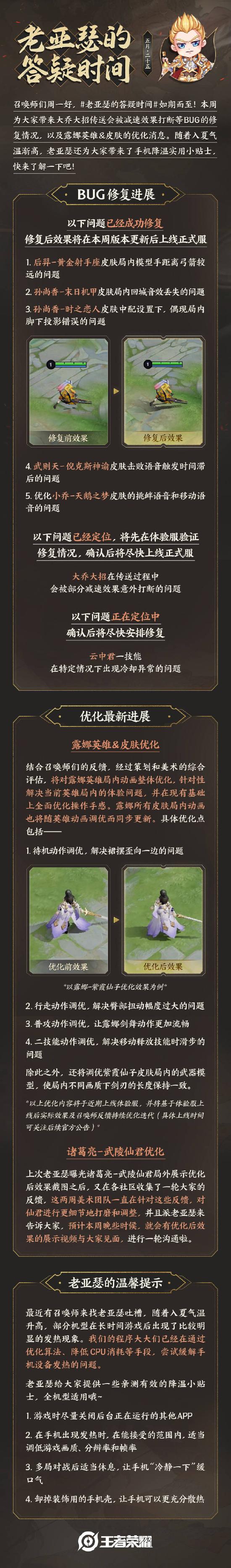 老亚瑟答疑丨露娜英雄&皮肤喜提优化！