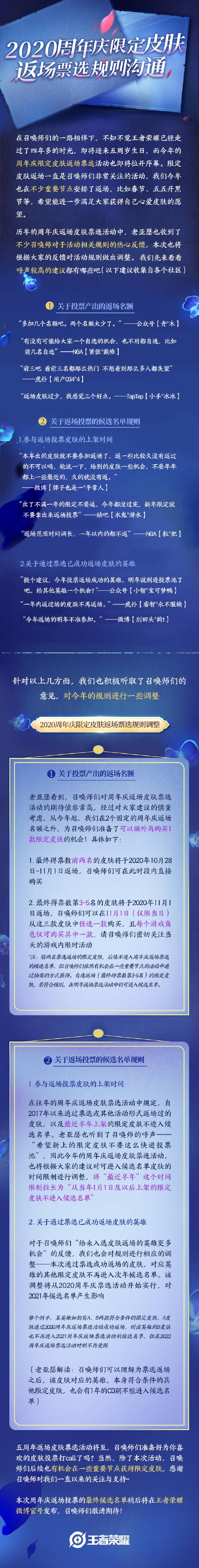 老亚瑟的答疑时间｜周年庆返场皮肤票选规则优化