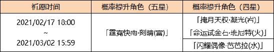 「鱼龙灯昼」祈愿：「霆霓快雨·刻晴(雷)」概率UP！