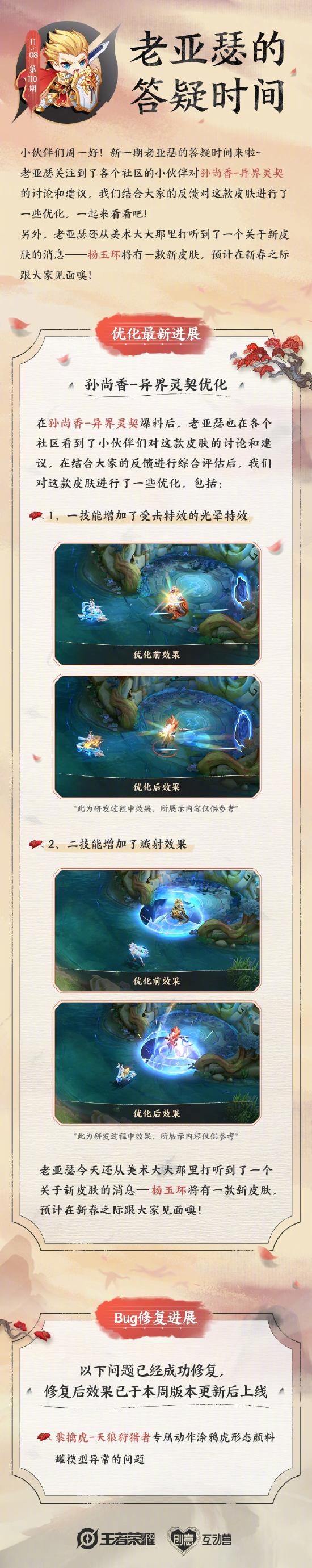 【老亚瑟的答疑时间】杨玉环新皮肤新春来临，孙尚香新皮肤优化进展