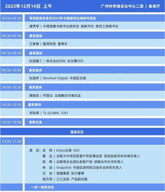 2023年度中国游戏产业年会日程