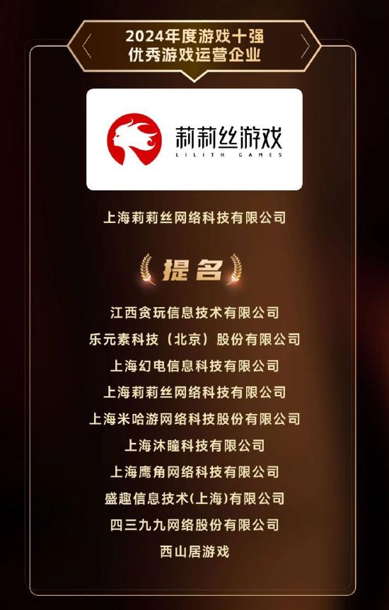 2024游戏十强年度榜正式揭晓